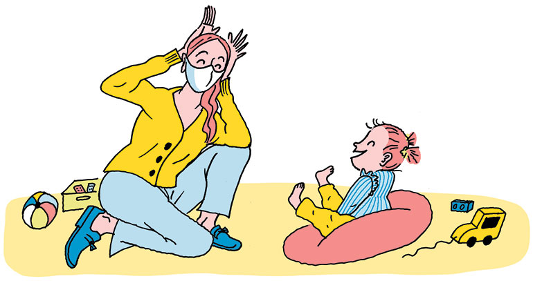 “Comment faire oublier le masque ?”, supplément pour les parents du magazine Popi n°414, février 2021. Illustrations : Sandrine Martin.